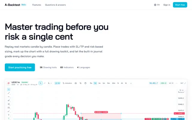 Screenshot of Free Forex & Crypto Backtesting Tool