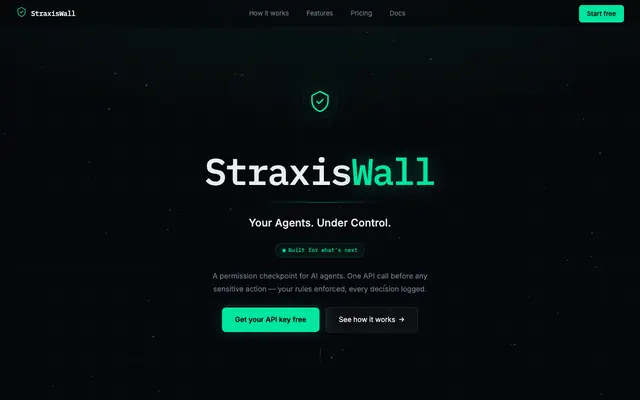 Screenshot of StraxisWall — Permission Checkpoint for AI Agents