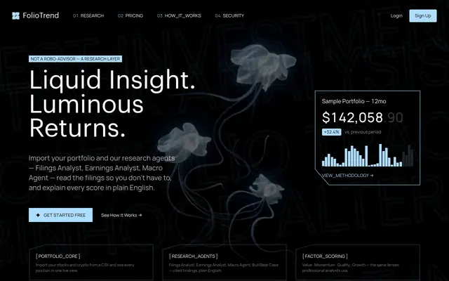 Screenshot of FolioTrend — AI Investing App for Beginners | Portfolio Tracker & Stock Research