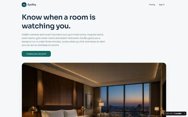 Screenshot of EyeSky — Catch Hidden Cameras & Recording Before They Catch You