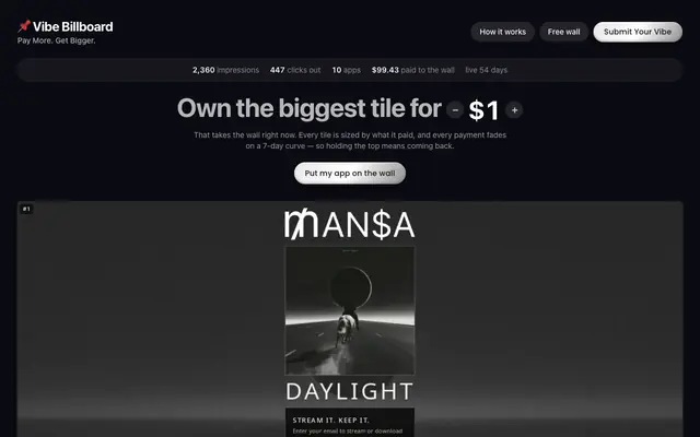 Screenshot of Vibe Billboard - Just Build It.