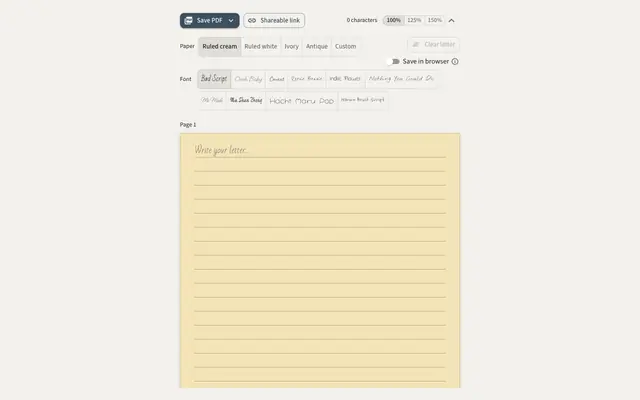 Screenshot of Draft a digital letter