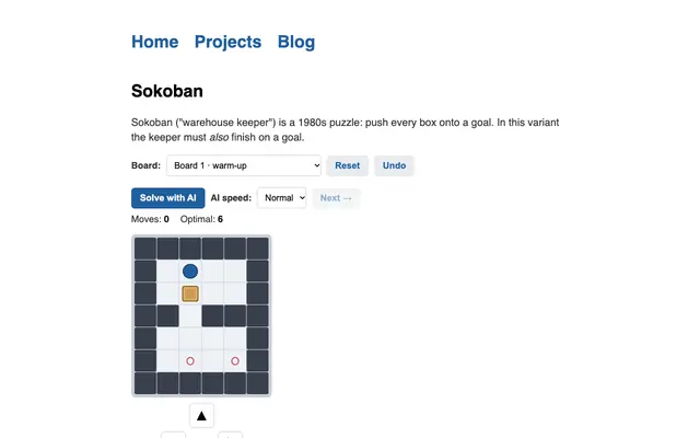 Screenshot of Sokoban. Menachem Kornreich