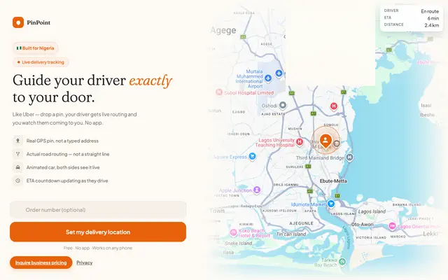 Screenshot of PinPoint — Live Tracking