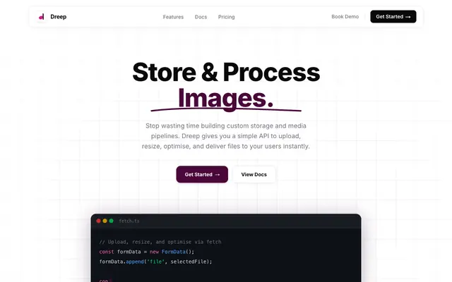 Screenshot of Dreep — Media Infrastructure, Simplified.