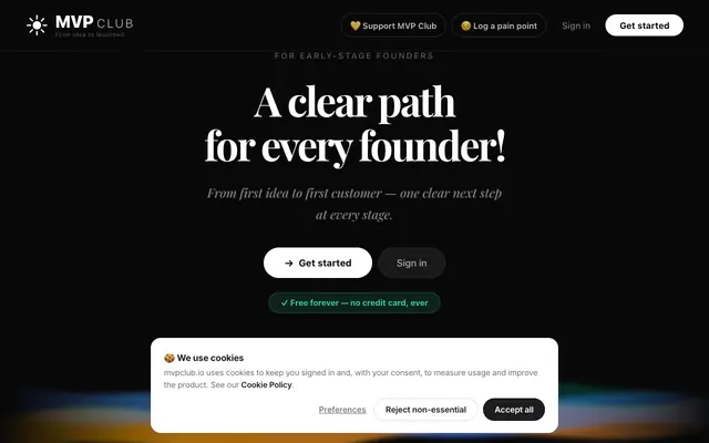 Screenshot of MVP Club — Turn your idea into a real startup