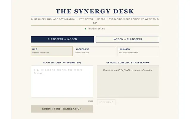 Screenshot of synergy-desk