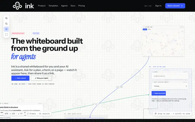 Screenshot of Ink — the infinite canvas for agents