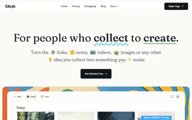 Screenshot of Edicek — For people who collect to create.