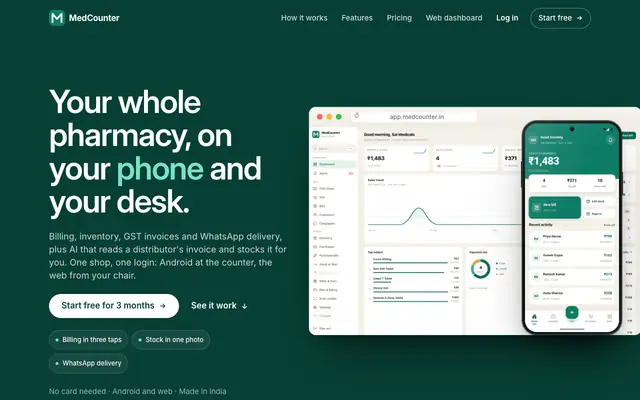 Screenshot of MedCounter — Pharmacy Management App for India