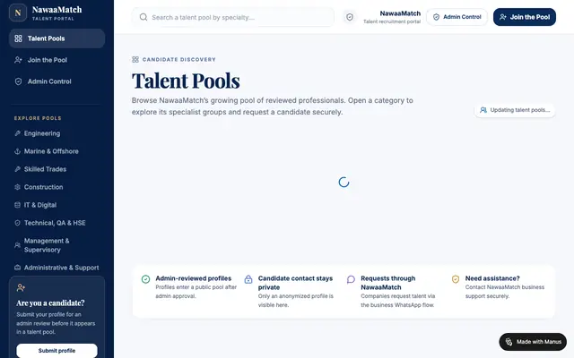 Screenshot of Technicians Gate — Welding & Fabrication Talent Pool