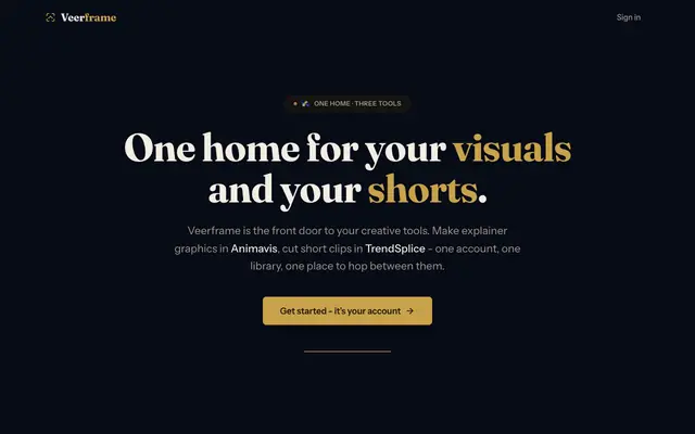 Screenshot of Veerframe - one home for your visuals and your shorts