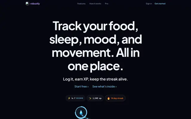 Screenshot of robustly | Your wellness, leveled up