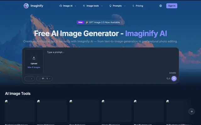 Screenshot of Imaginify - AI Image Generator | Text-to-Image & Photo Editor
