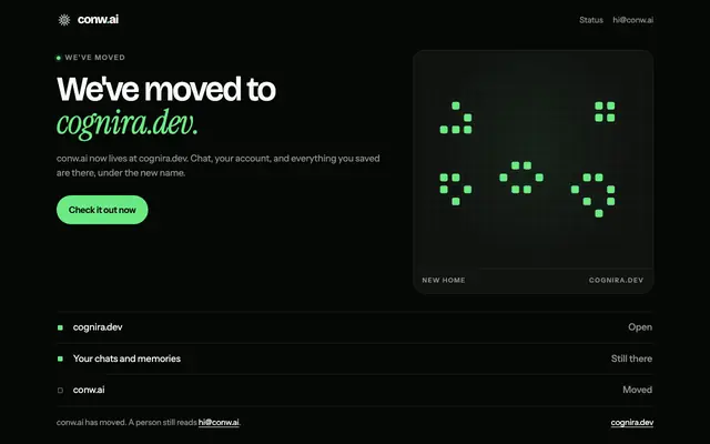 Screenshot of conw.ai — The AI that learns with its users.