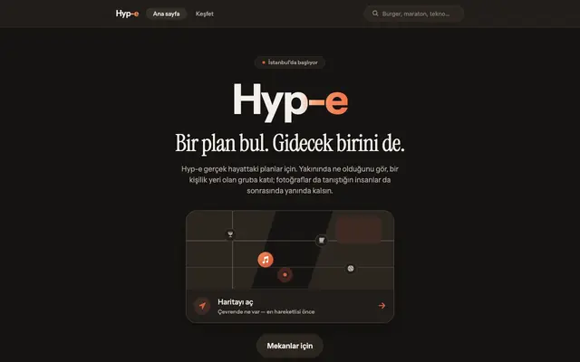 Screenshot of Hyp-e — İstanbul'da bu akşam ne var, kiminle gidersin