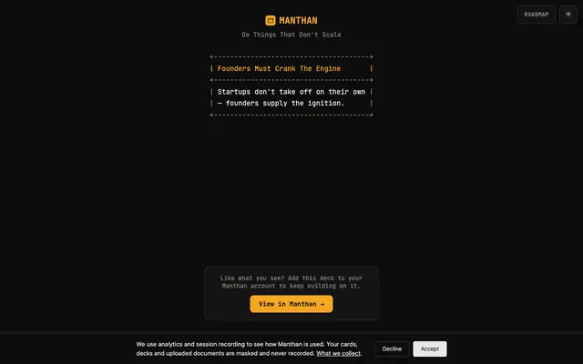 Screenshot of Manthan — shared deck