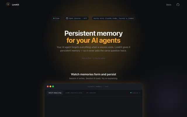 Screenshot of Sign in — LoreKit