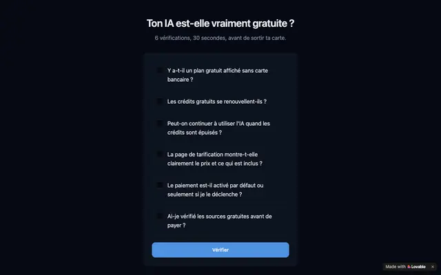 Screenshot of Ton IA est-elle vraiment gratuite ? — Test en 30 secondes