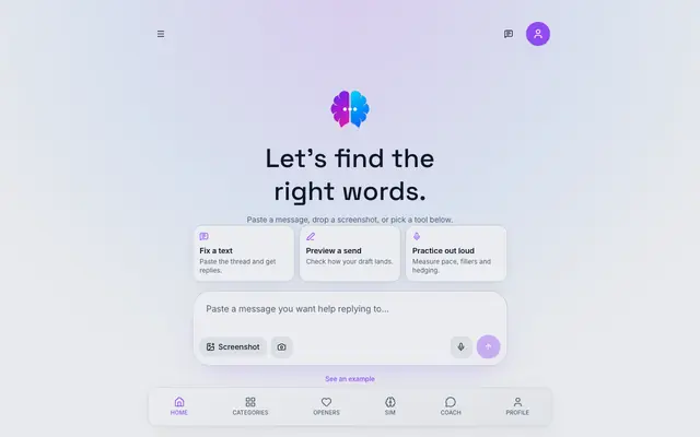 Screenshot of Gab AI – AI Conversation Coach & Practice Reps