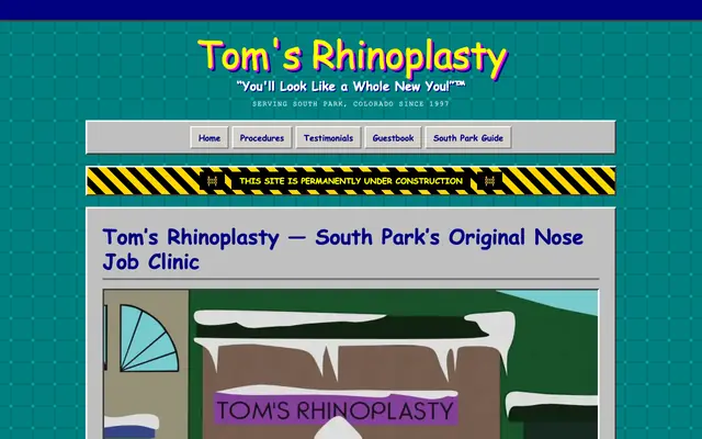Screenshot of Tom's Rhinoplasty — South Park's Finest Nose Job Clinic Since 1997