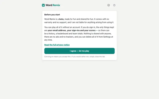 Screenshot of Word Remix
