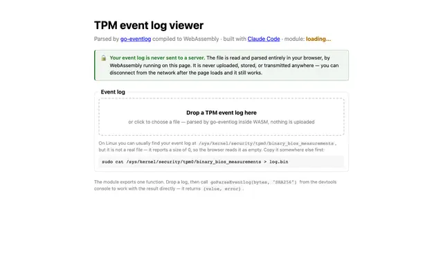 Screenshot of TPM event log viewer