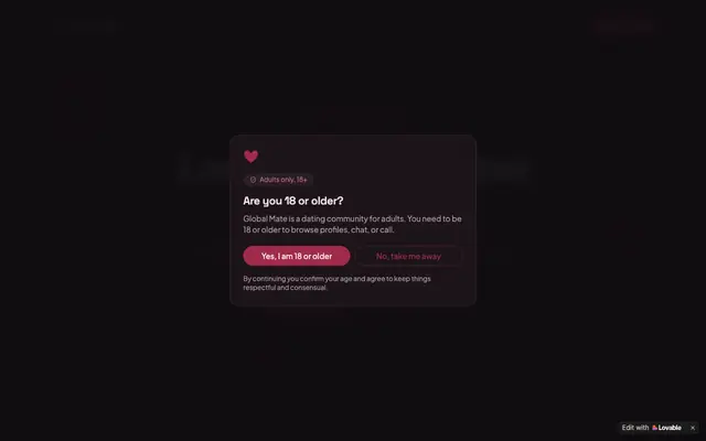 Screenshot of Global Mate — Local hearts. Global reach.