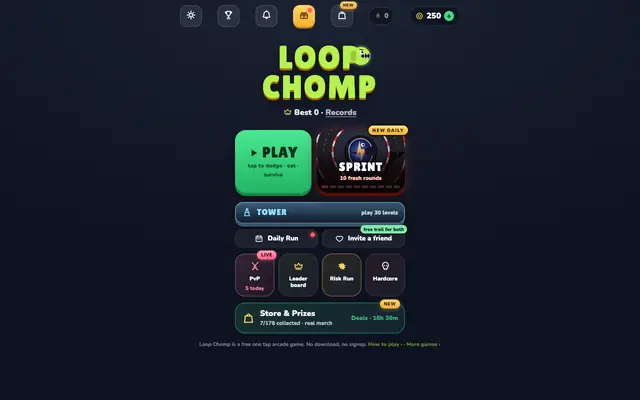 Screenshot of Loop Chomp | Free One Tap Arcade Game in Your Browser