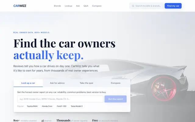 Screenshot of CarWizz: Find Your Perfect Car Based on Real Owner Experiences