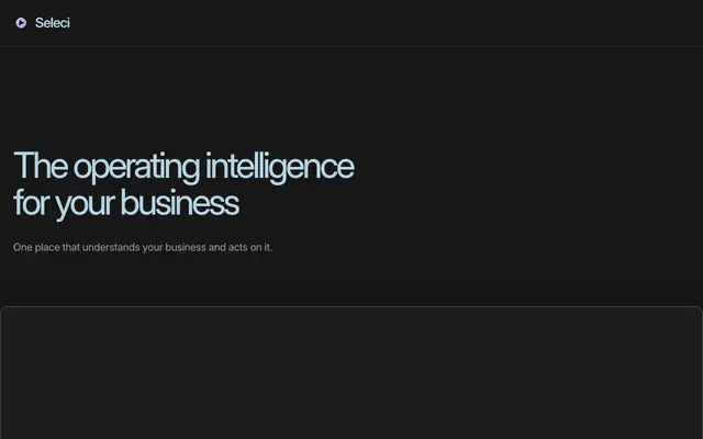 Screenshot of Seleci — AI Business Intelligence Agents | No Dashboards