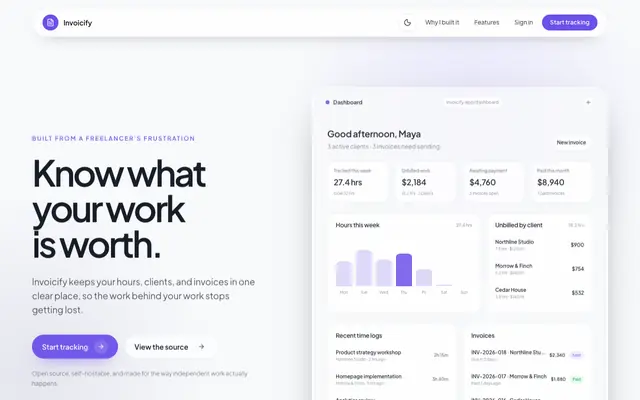 Screenshot of Invoicify | Time tracking and invoicing