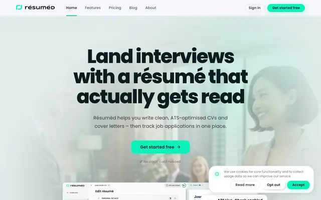 Screenshot of Resumed CV Creator – Free CV Builder by Résuméd
