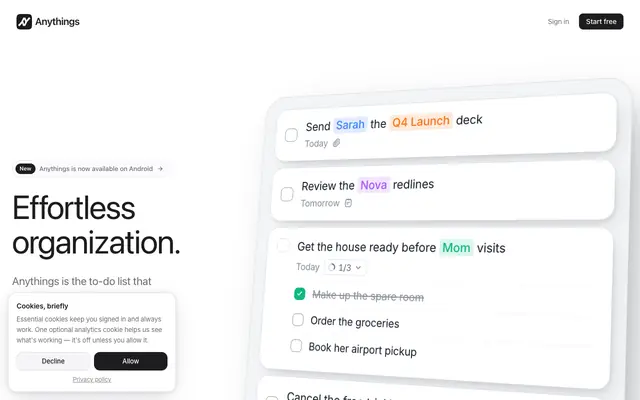Screenshot of Anythings — Effortless Organization