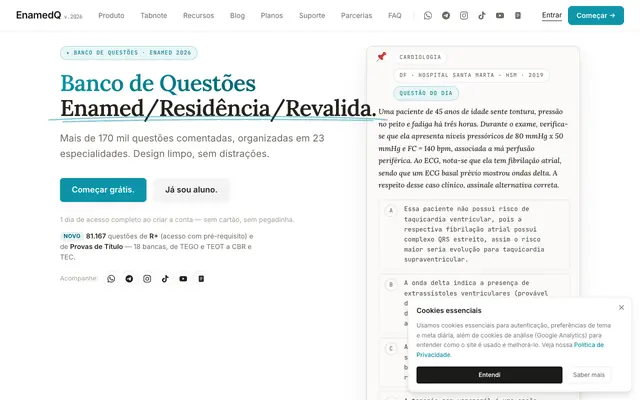 Screenshot of EnamedQ — Banco de Questões e Simulados para o Enamed