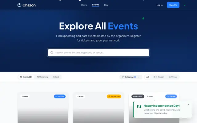 Screenshot of Chazon — Discover Events That Grow Your Career & Skills