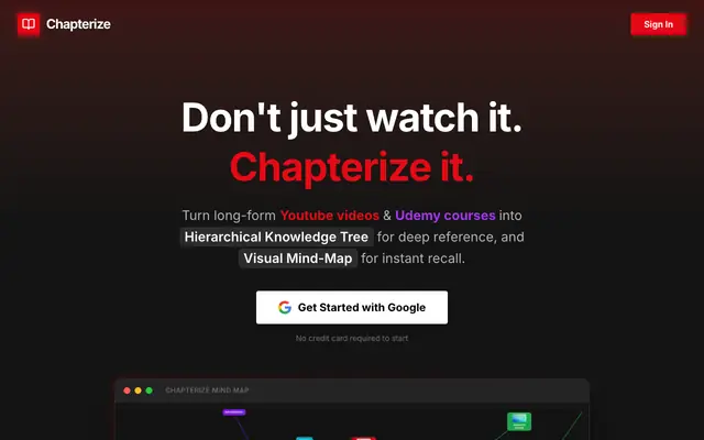 Screenshot of Chapterize - Personal Textbook Generator