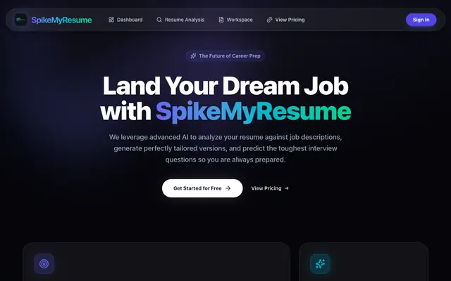 Screenshot of SpikeMyResume - AI Resume & Job Description Matcher