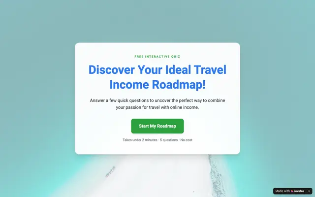 Screenshot of Travel Income Roadmap Builder — Find Your Model