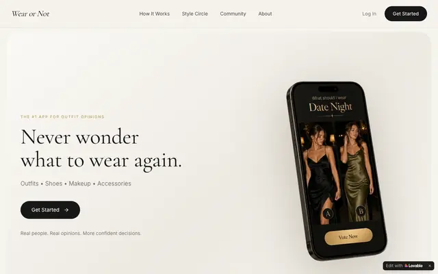 Screenshot of Wear or Not — Never wonder what to wear again