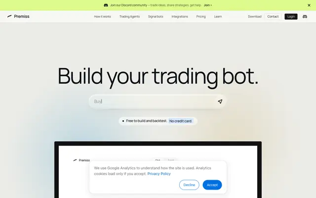 Screenshot of Premiss - AI Trading Platform for Crypto Strategies
