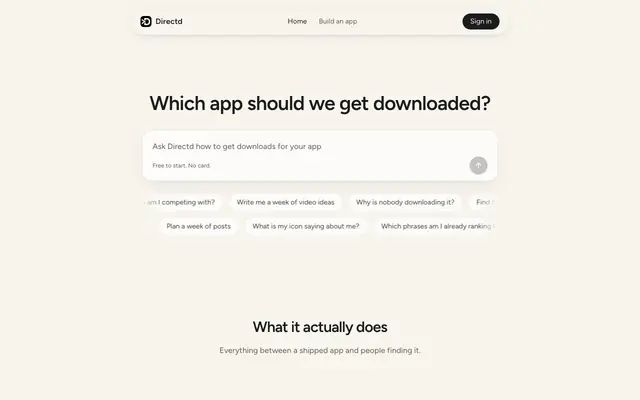 Screenshot of Directd - Your App's Marketing, One Task a Day