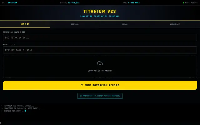 Screenshot of TITANIUM V23 | SOVEREIGN TERMINAL