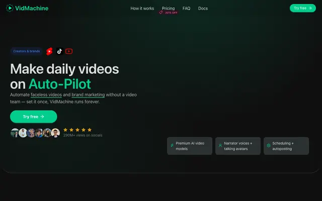 Screenshot of VidMachine | AI videos on autopilot