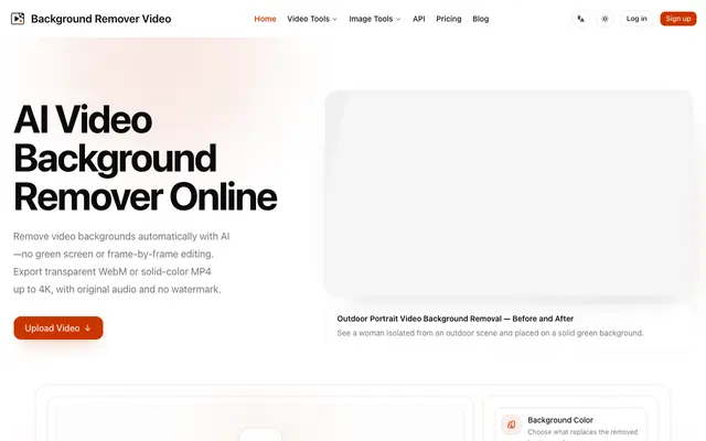 Screenshot of Background Remover Video — Remove Video Backgrounds Online