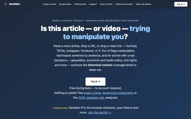 Screenshot of Biasly — AI-Powered Media Bias & Manipulation Detector