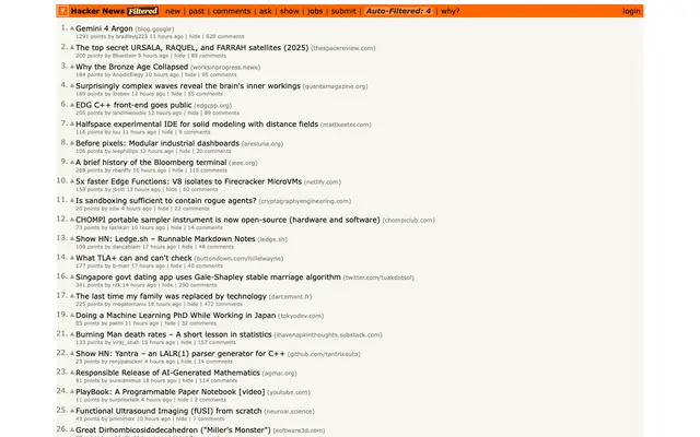 Screenshot of HNFiltered | A more useful Hacker News front page