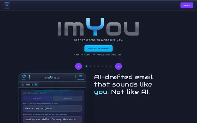 Screenshot of imYou: AI that learns to write like you