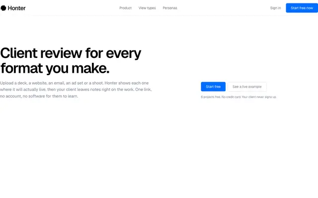 Screenshot of Deliver creative work & get clear client feedback | Honter