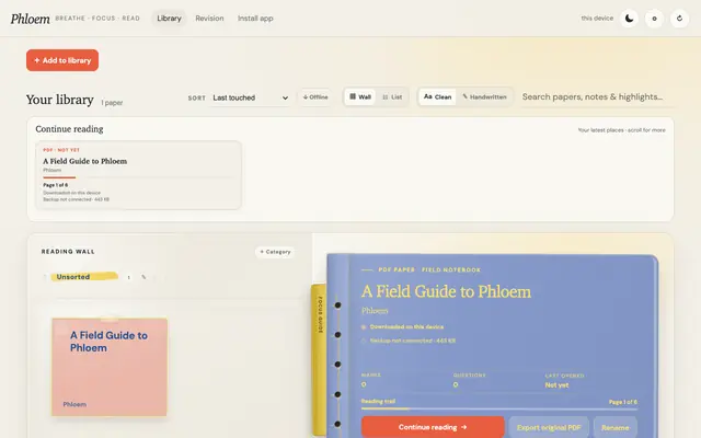 Screenshot of Carrel — Breathe, Focus, Read